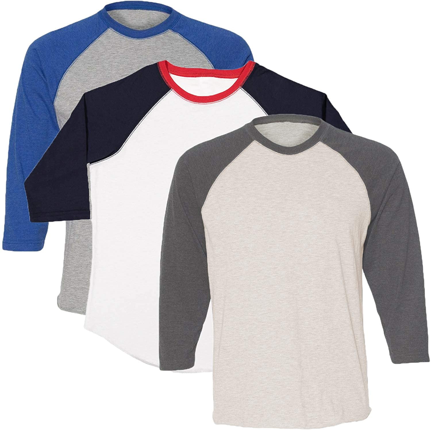 Marky G Apparel Girls' Baseball 3/4 Sleeve T-Shirt (Pack of 3)
