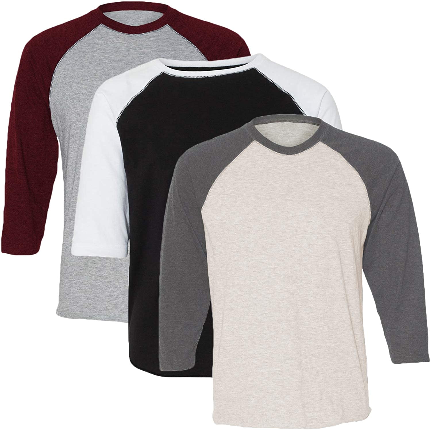 Marky G Apparel Girls' Baseball 3/4 Sleeve T-Shirt (Pack of 3)