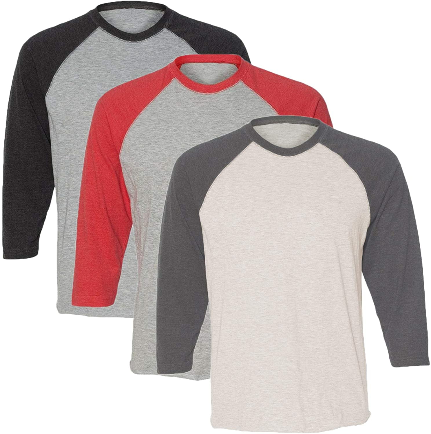 Marky G Apparel Girls' Baseball 3/4 Sleeve T-Shirt (Pack of 3)