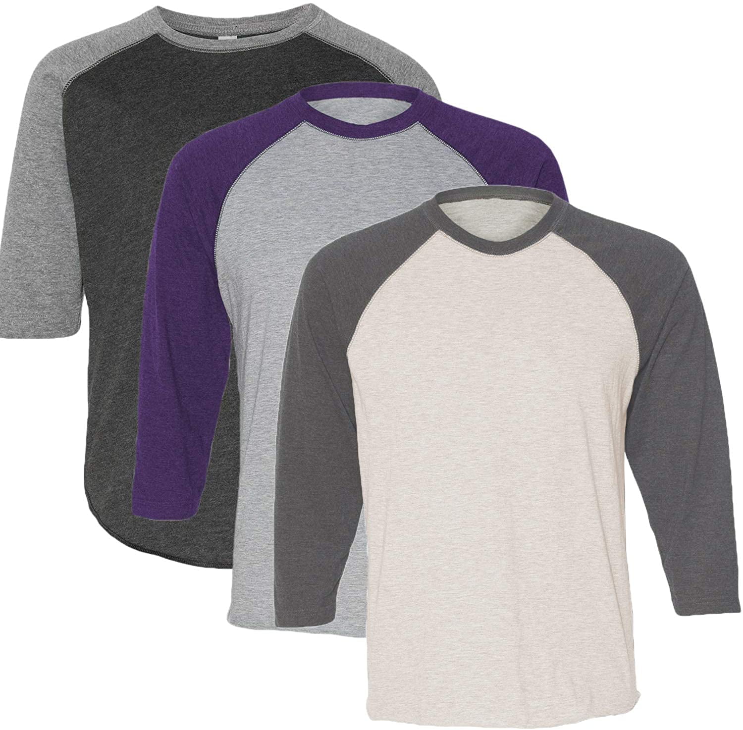Marky G Apparel Girls' Baseball 3/4 Sleeve T-Shirt (Pack of 3)