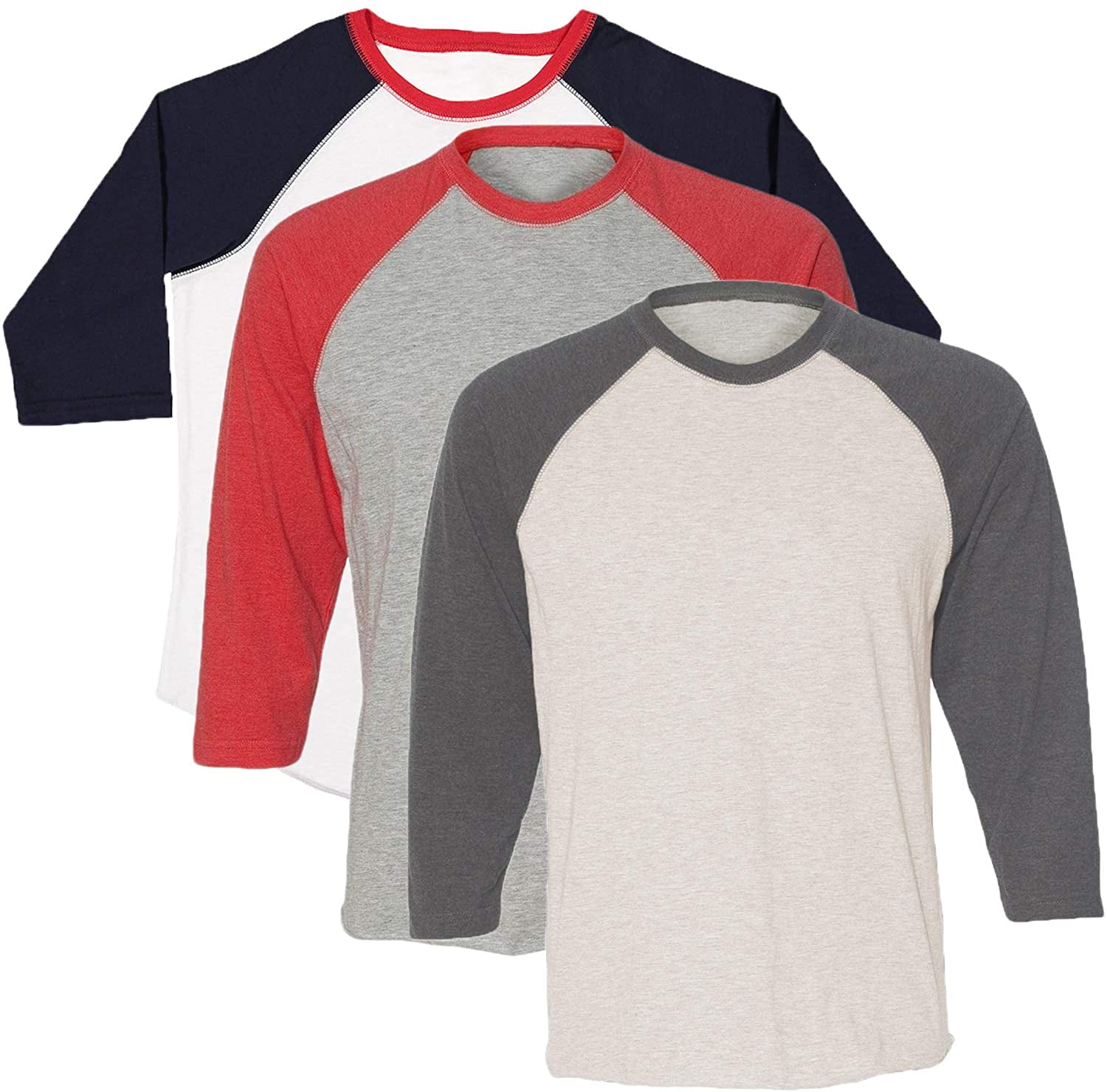 Marky G Apparel Girls' Baseball 3/4 Sleeve T-Shirt (Pack of 3)