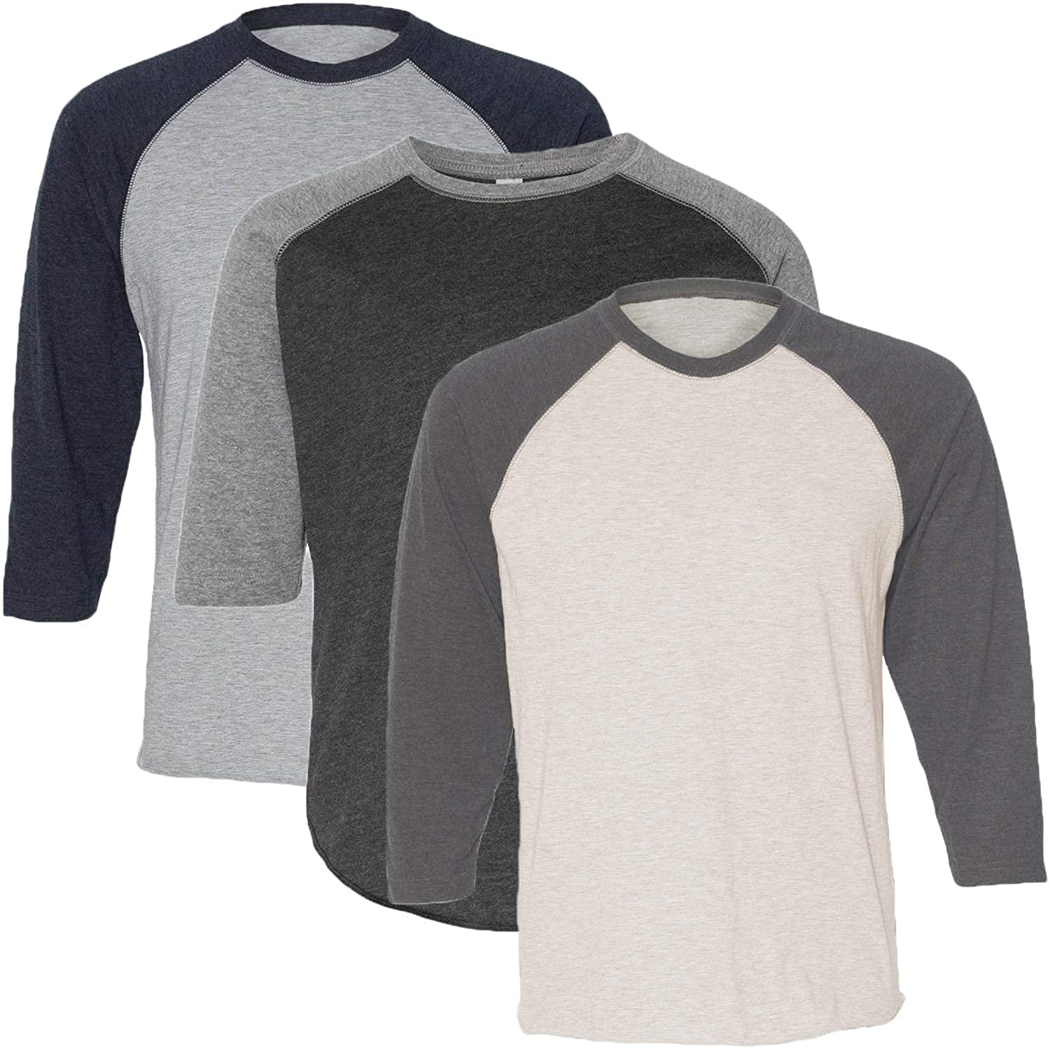 Marky G Apparel Girls' Baseball 3/4 Sleeve T-Shirt (Pack of 3)