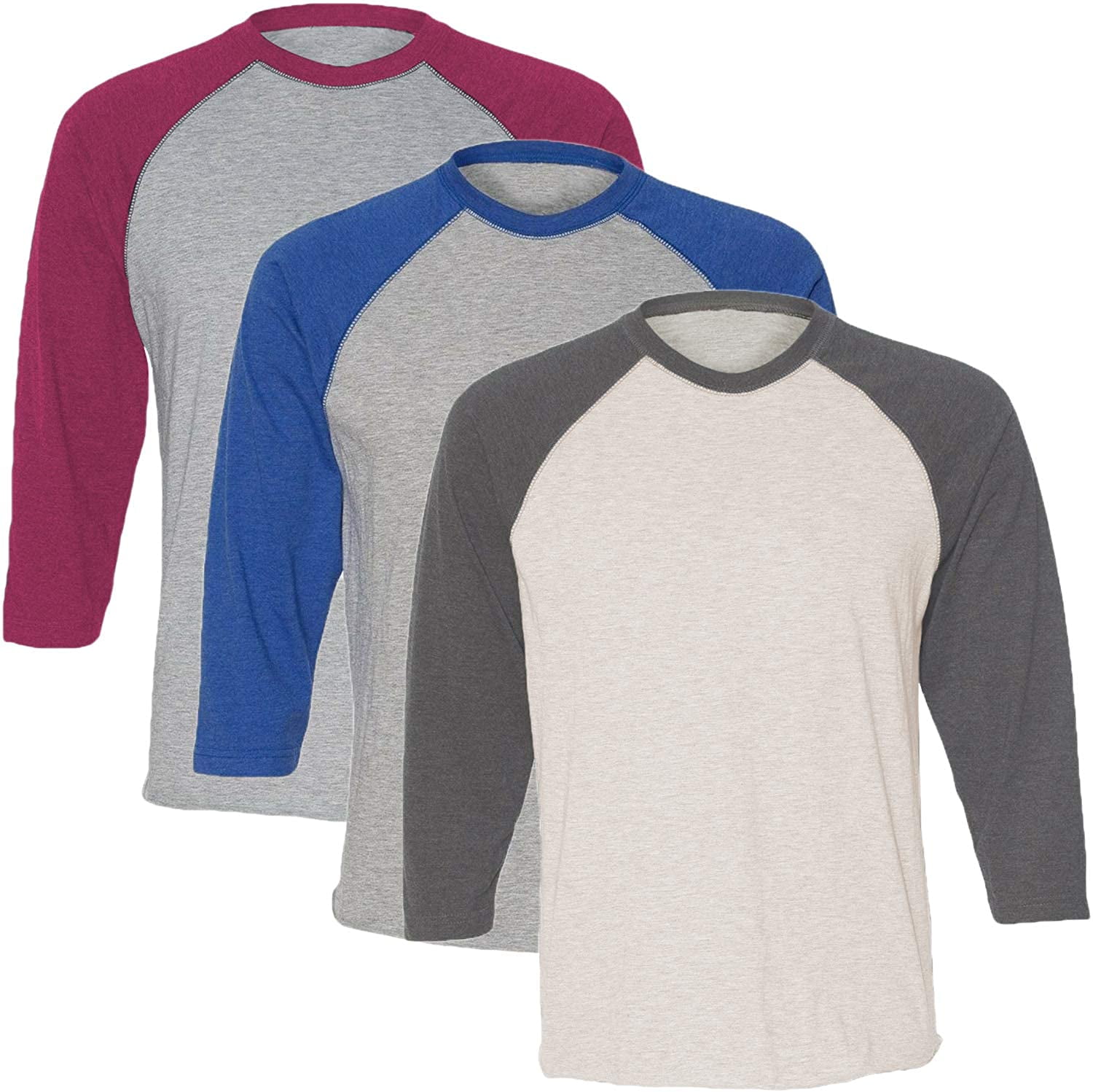 Marky G Apparel Girls' Baseball 3/4 Sleeve T-Shirt (Pack of 3)