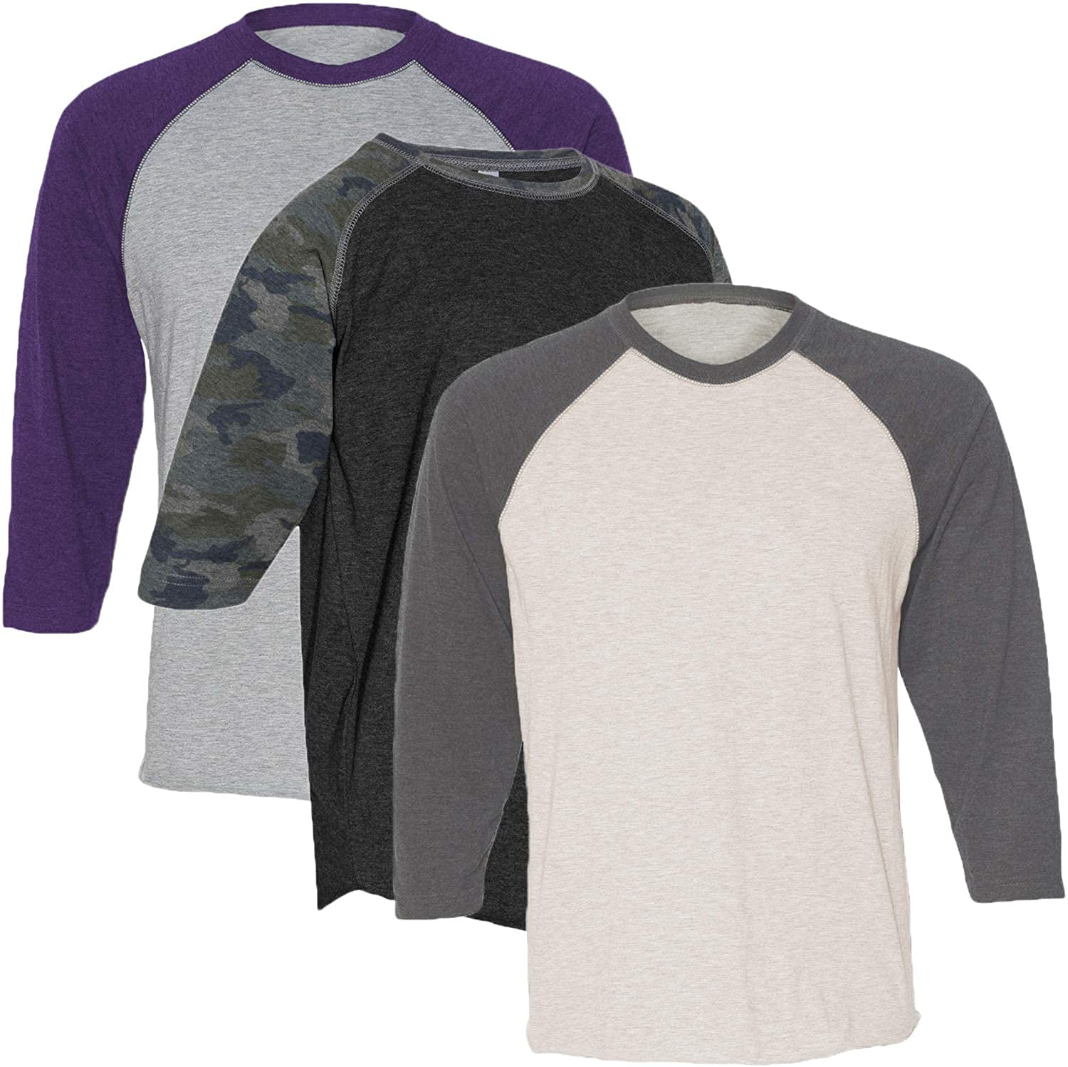 Marky G Apparel Girls' Baseball 3/4 Sleeve T-Shirt (Pack of 3)