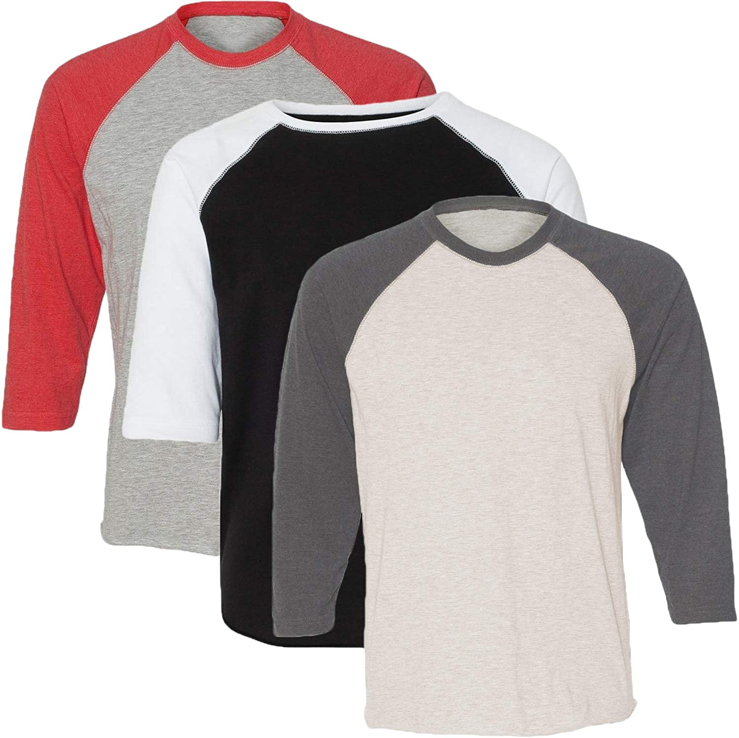 Marky G Apparel Girls' Baseball 3/4 Sleeve T-Shirt (Pack of 3)