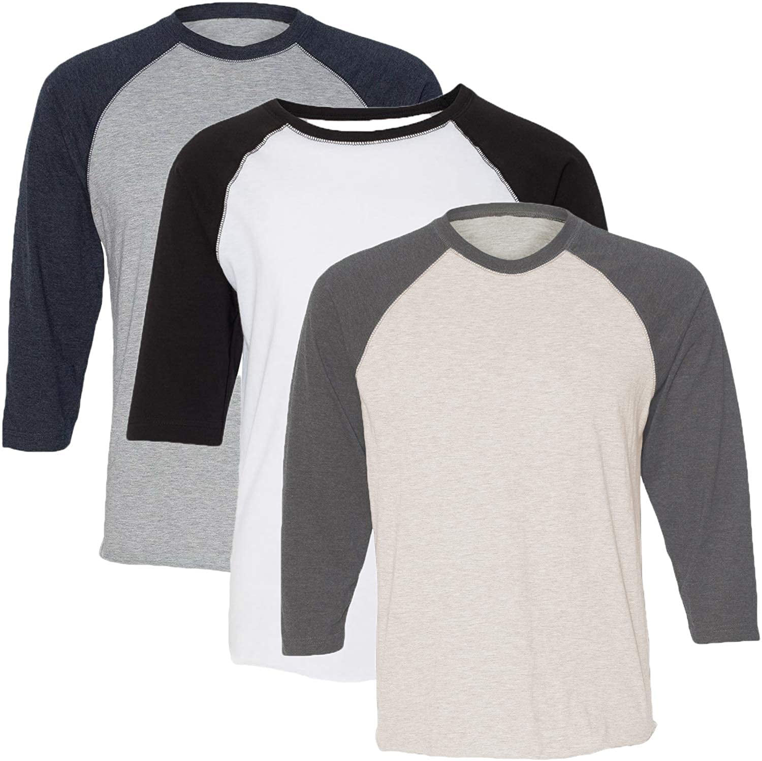 Marky G Apparel Girls' Baseball 3/4 Sleeve T-Shirt (Pack of 3)