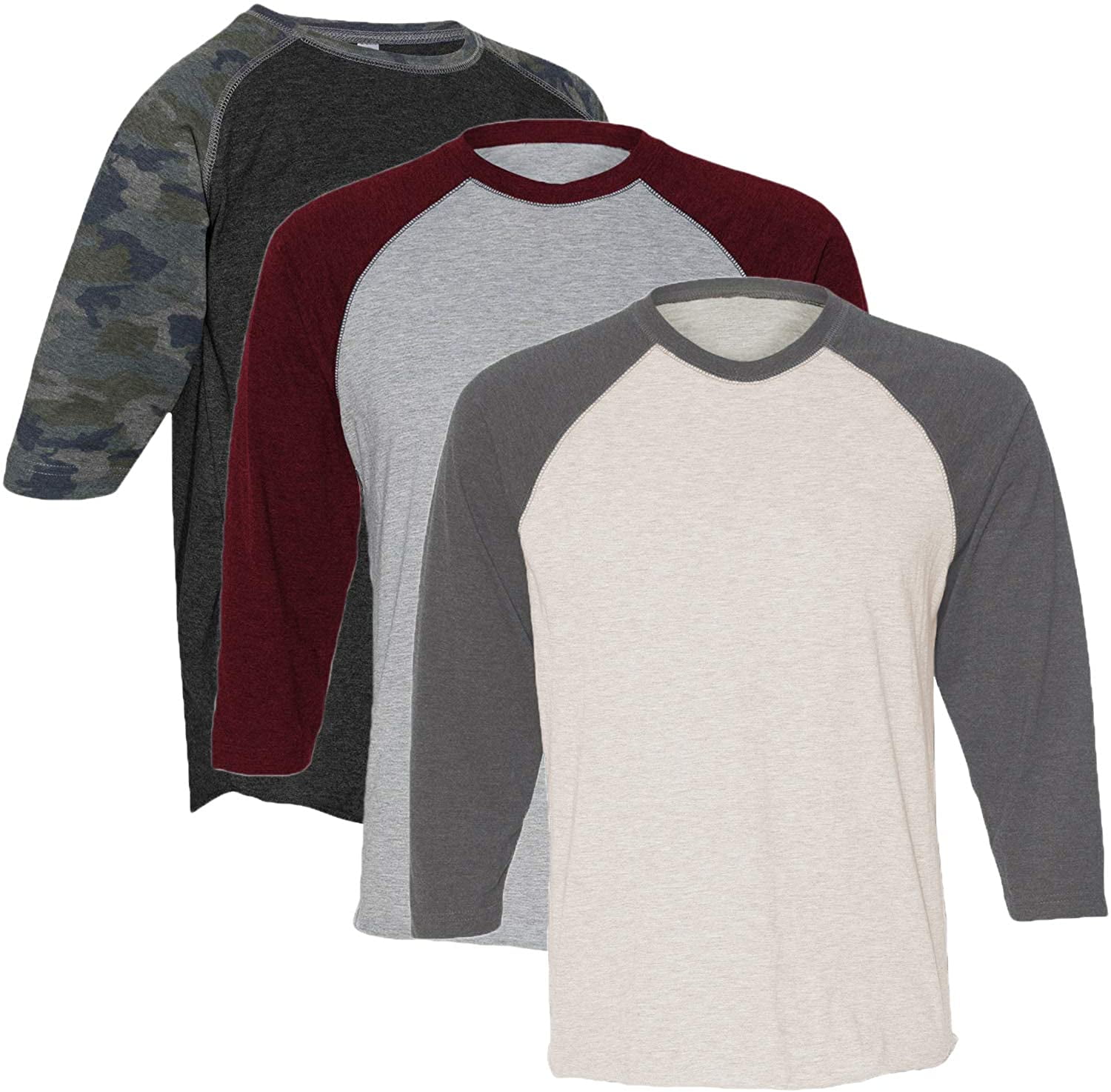 Marky G Apparel Girls' Baseball 3/4 Sleeve T-Shirt (Pack of 3)
