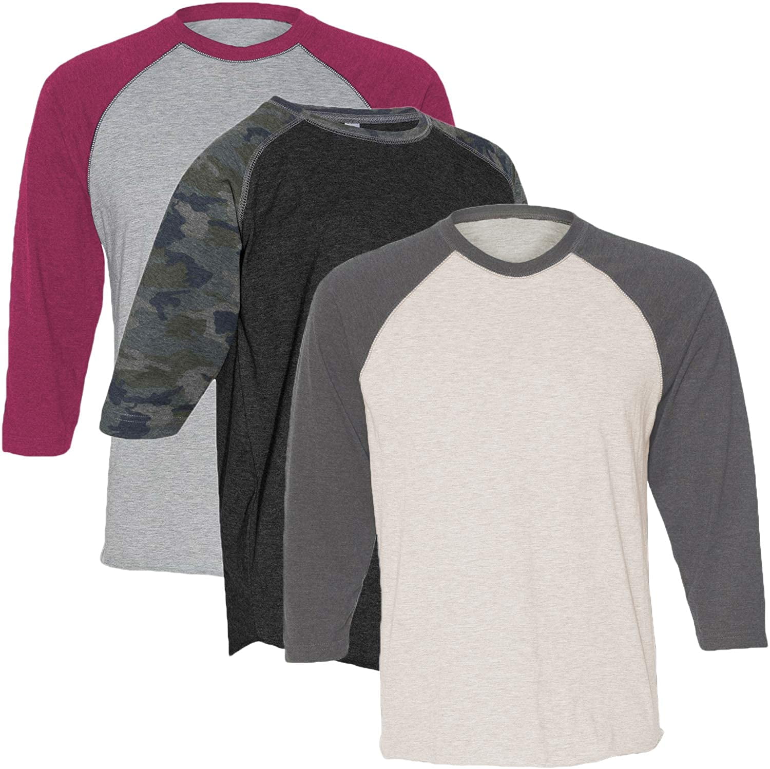 Marky G Apparel Girls' Baseball 3/4 Sleeve T-Shirt (Pack of 3)