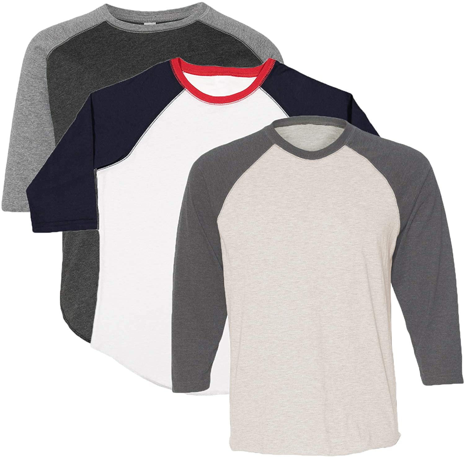 Marky G Apparel Girls' Baseball 3/4 Sleeve T-Shirt (Pack of 3)