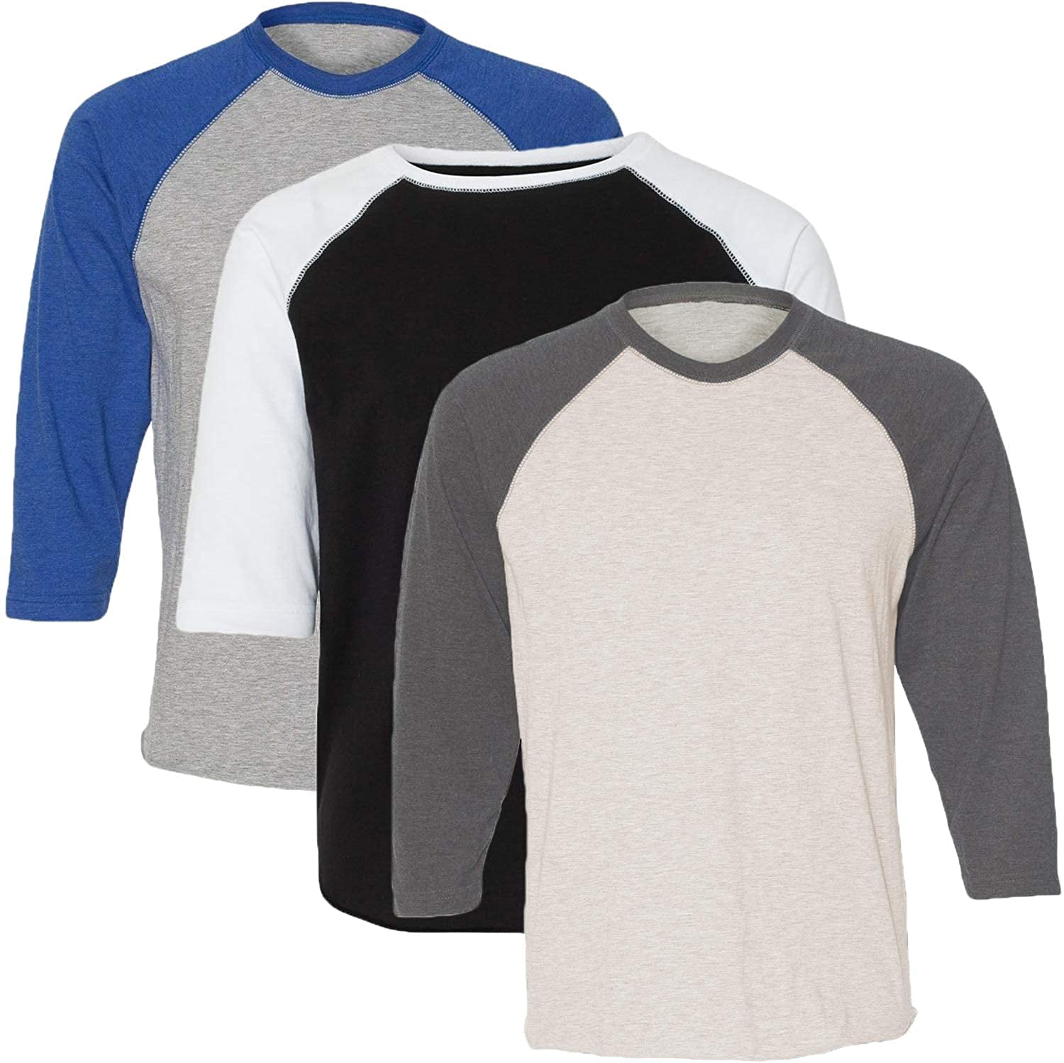 Marky G Apparel Girls' Baseball 3/4 Sleeve T-Shirt (Pack of 3)