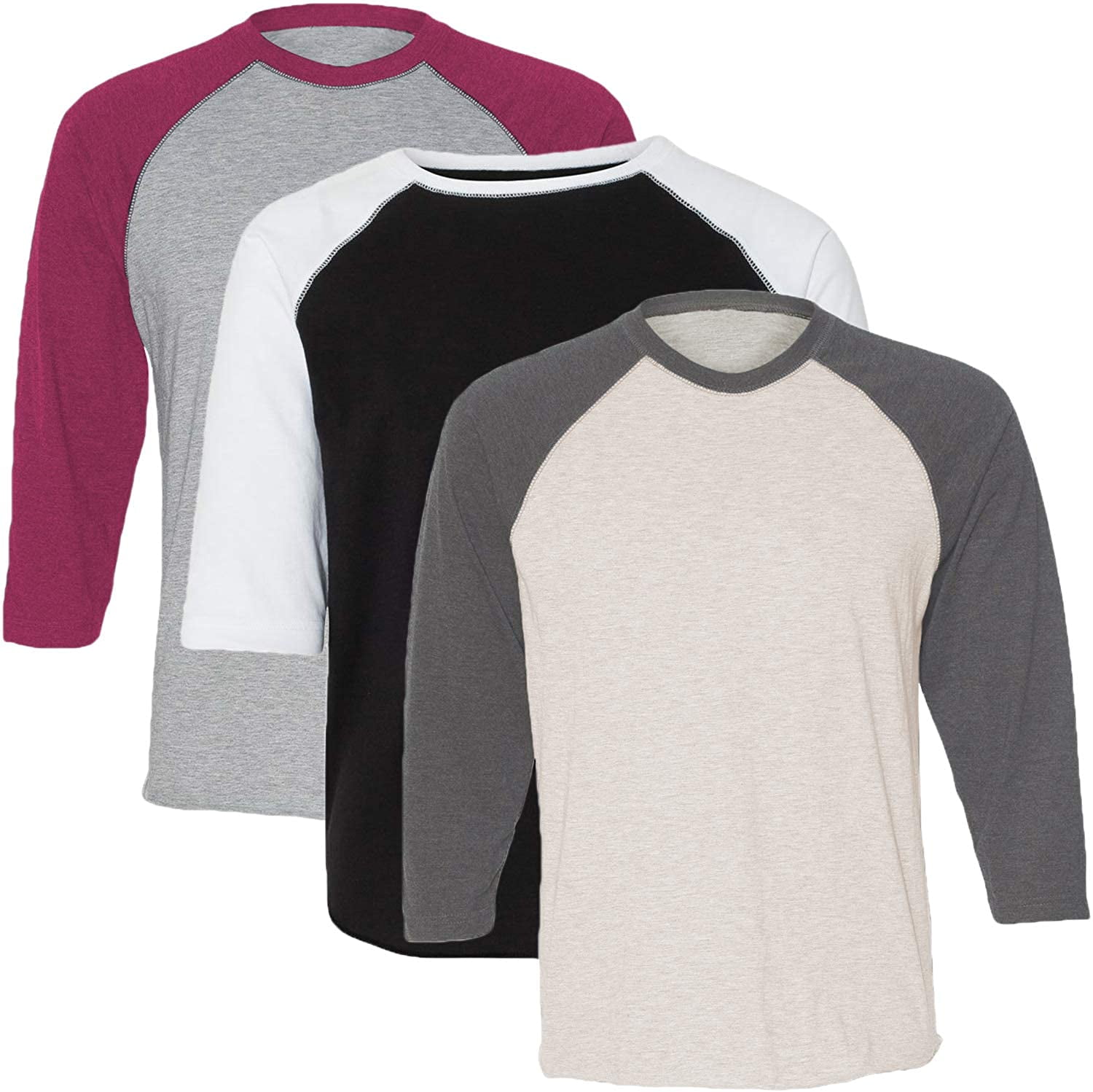 Marky G Apparel Girls' Baseball 3/4 Sleeve T-Shirt (Pack of 3)