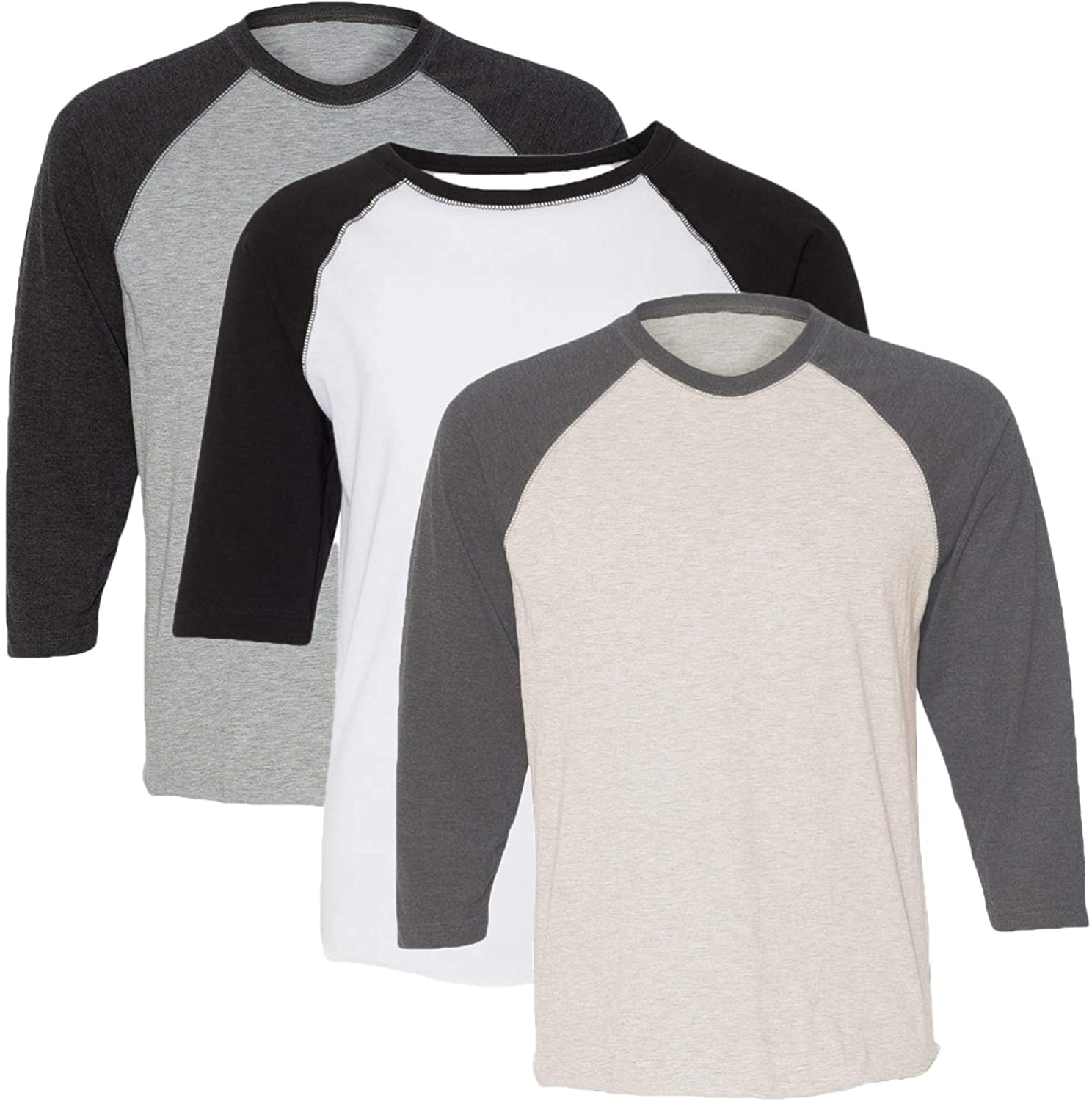 Marky G Apparel Girls' Baseball 3/4 Sleeve T-Shirt (Pack of 3)