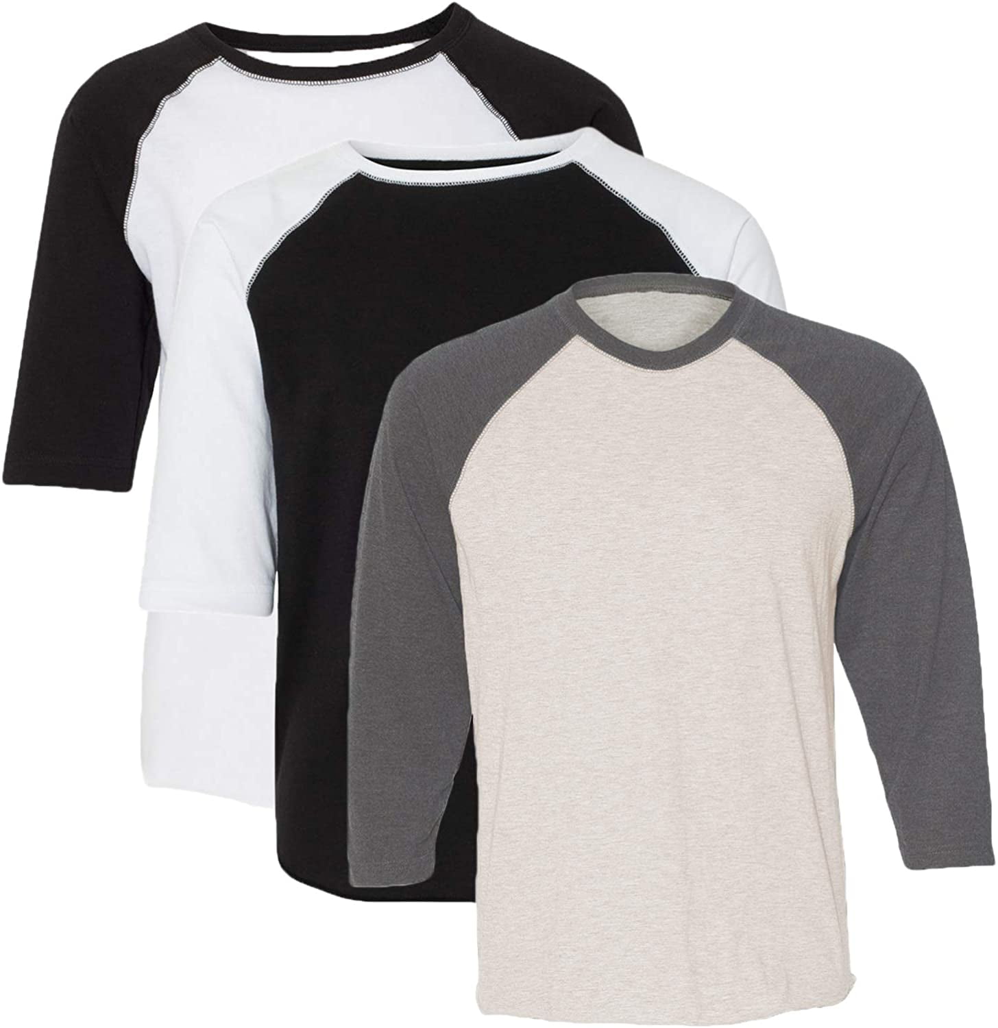 Marky G Apparel Girls' Baseball 3/4 Sleeve T-Shirt (Pack of 3)