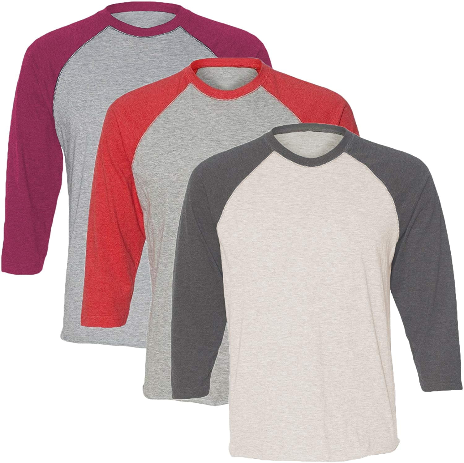 Marky G Apparel Girls' Baseball 3/4 Sleeve T-Shirt (Pack of 3)