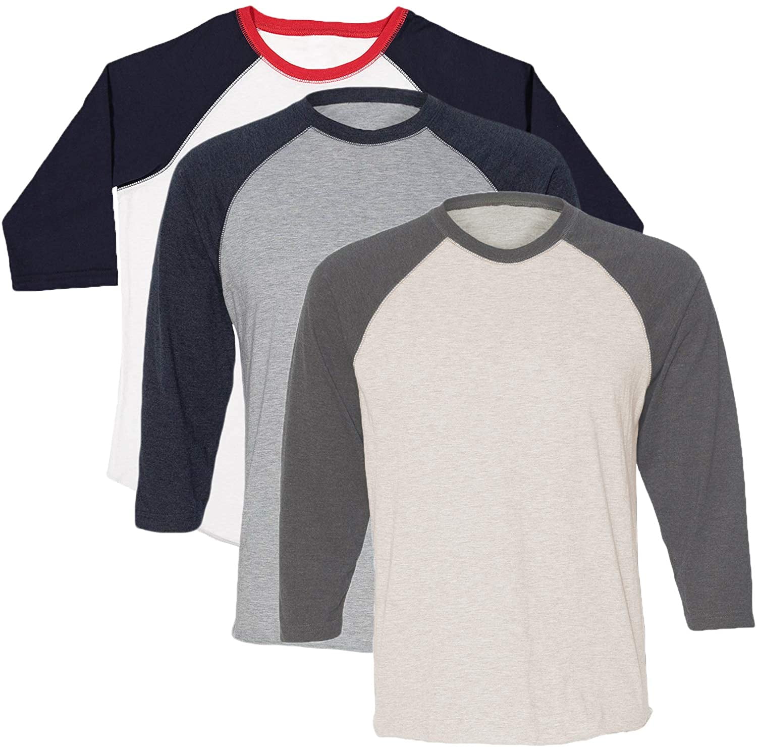 Marky G Apparel Girls' Baseball 3/4 Sleeve T-Shirt (Pack of 3)