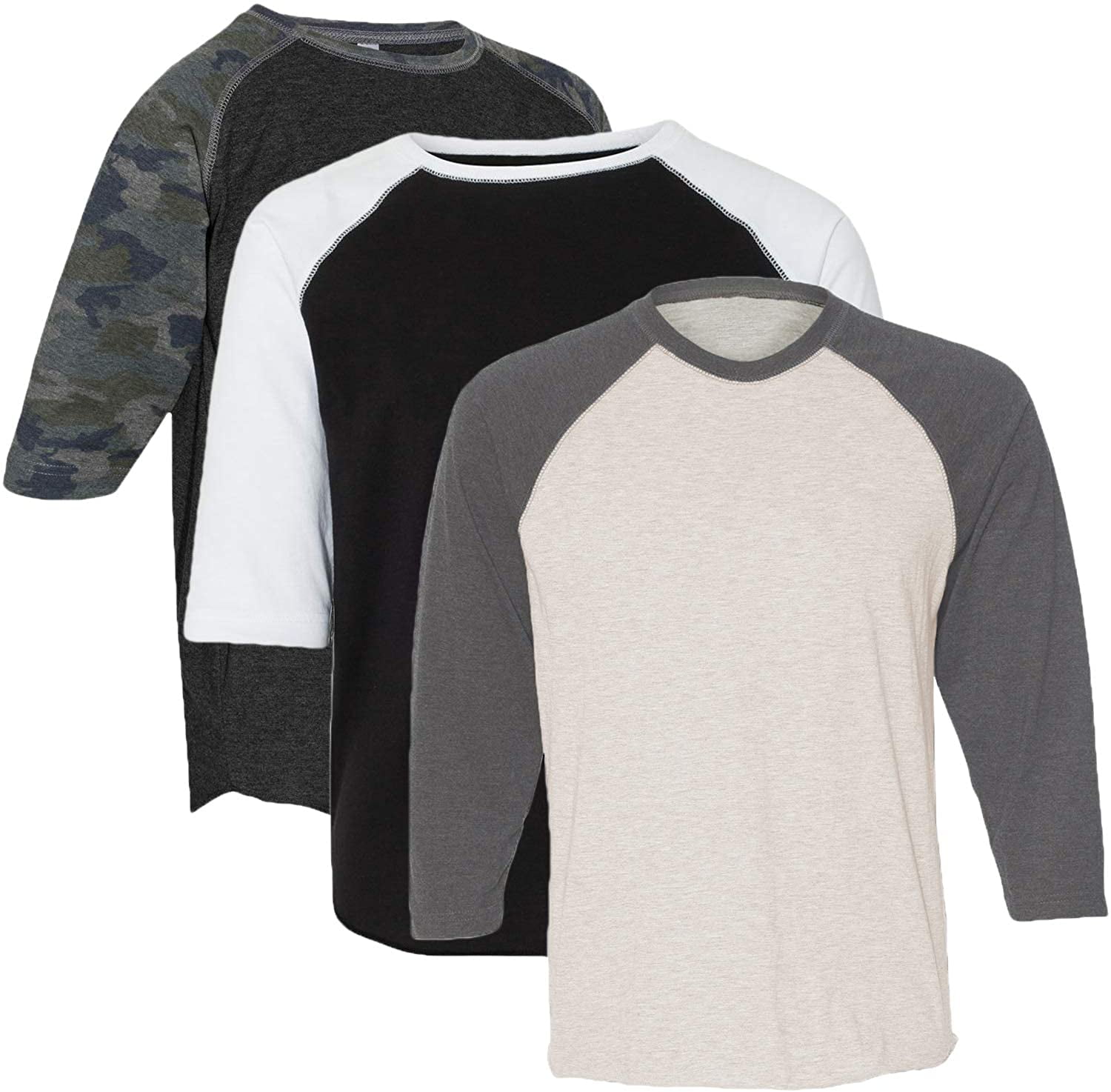 Marky G Apparel Girls' Baseball 3/4 Sleeve T-Shirt (Pack of 3)