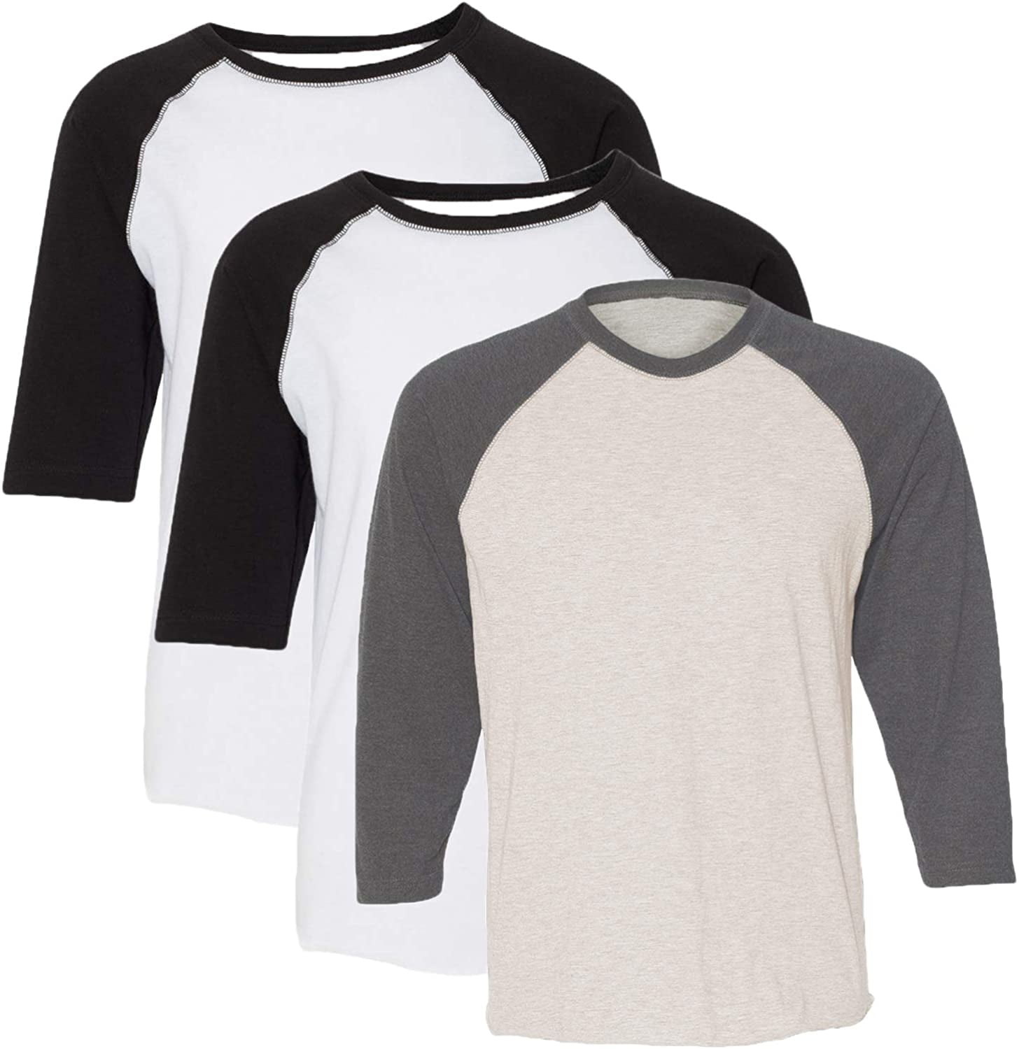 Marky G Apparel Girls' Baseball 3/4 Sleeve T-Shirt (Pack of 3)