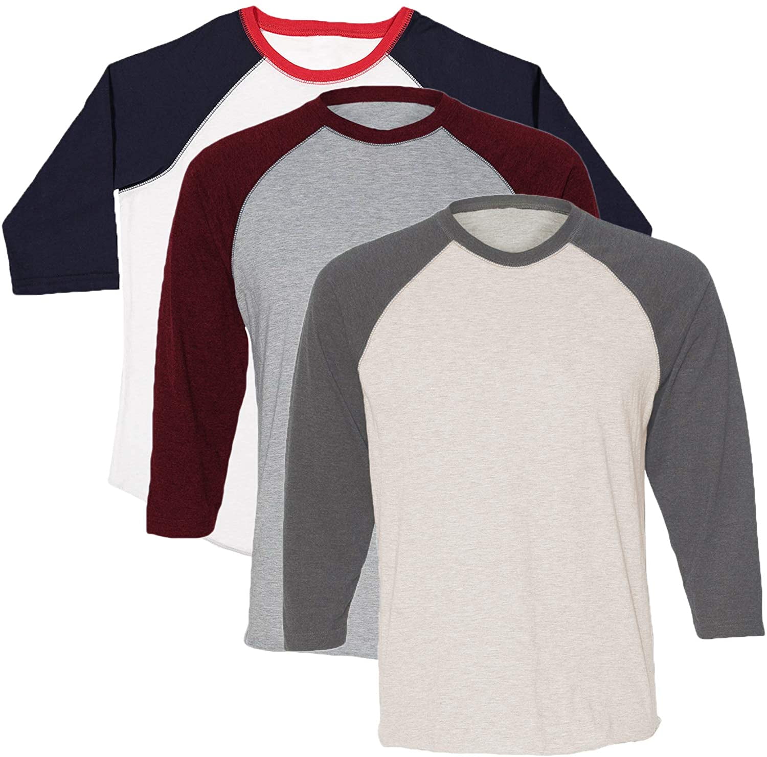 Marky G Apparel Girls' Baseball 3/4 Sleeve T-Shirt (Pack of 3)