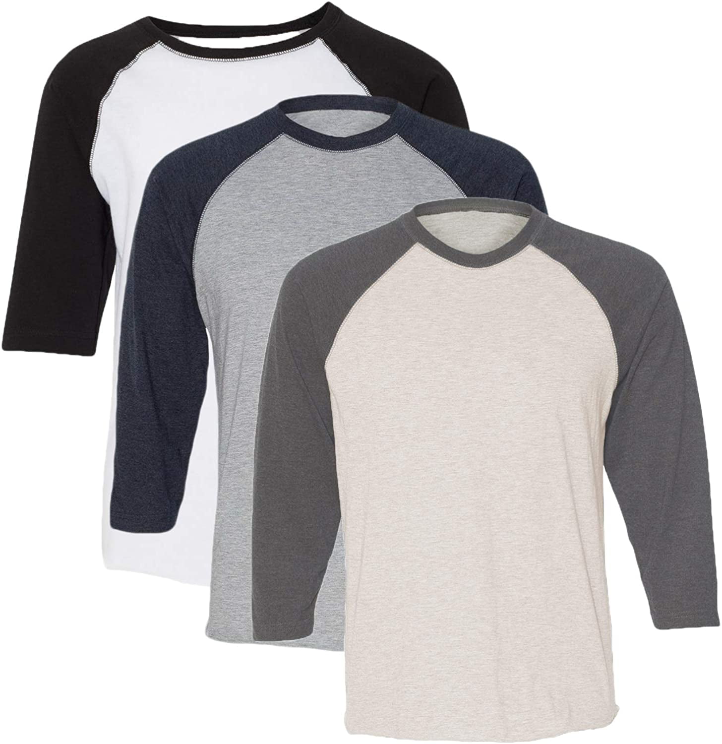 Marky G Apparel Girls' Baseball 3/4 Sleeve T-Shirt (Pack of 3)