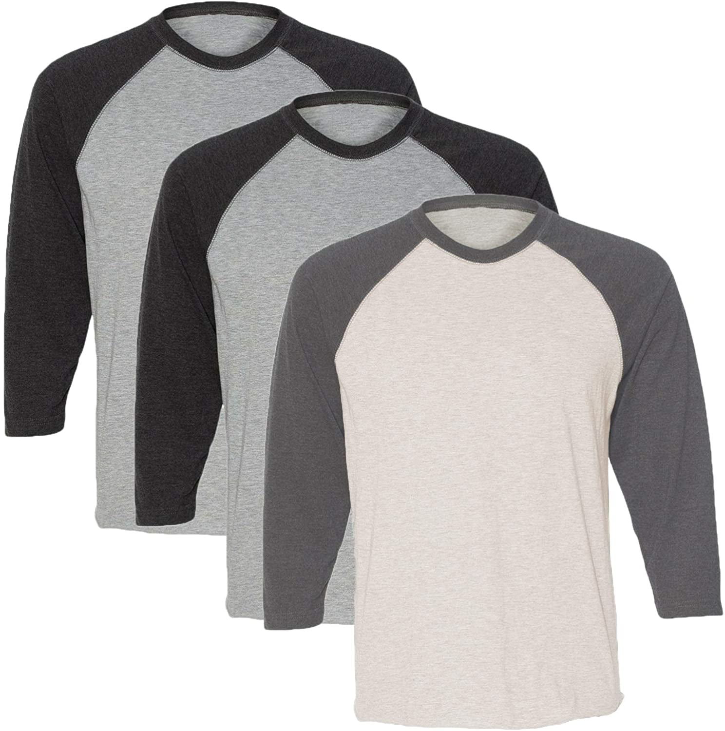 Marky G Apparel Girls' Baseball 3/4 Sleeve T-Shirt (Pack of 3)