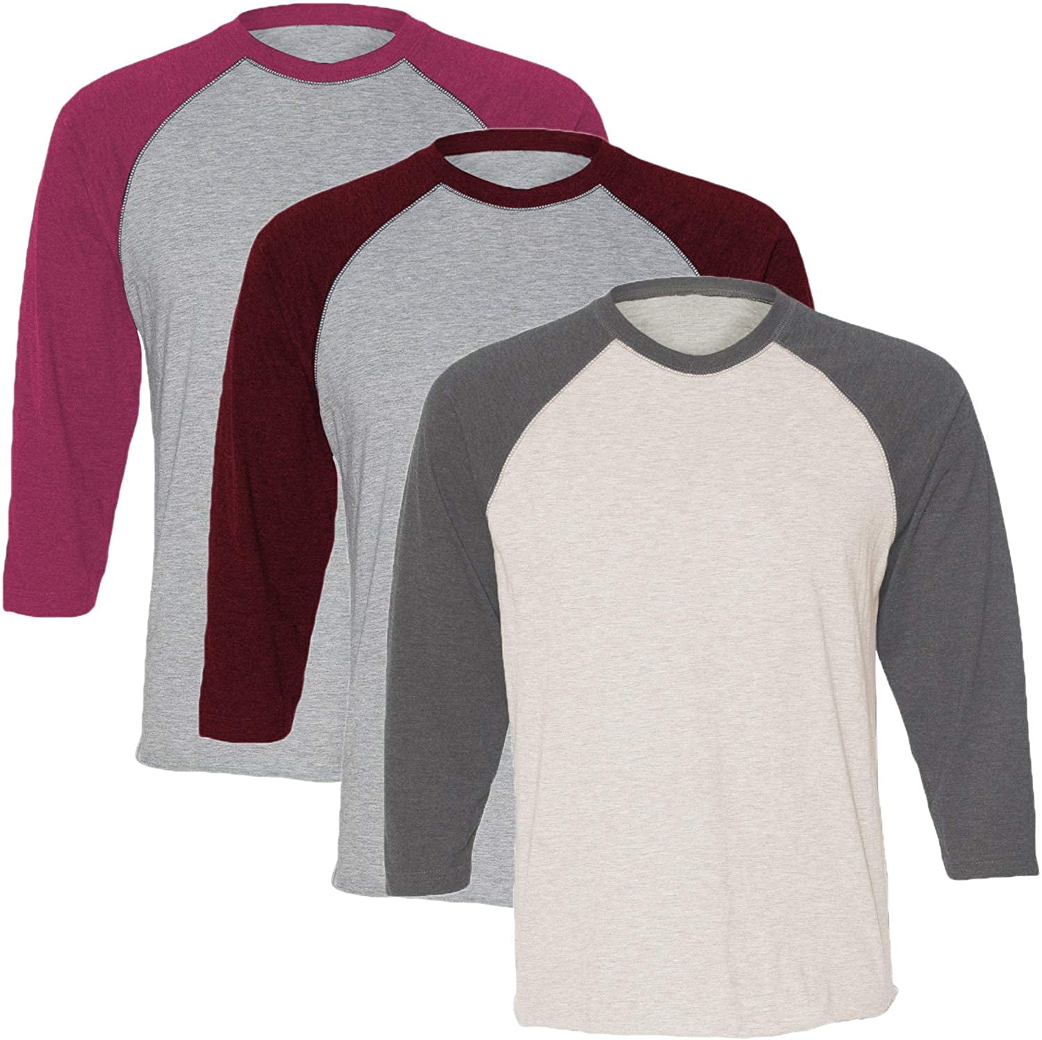 Marky G Apparel Girls' Baseball 3/4 Sleeve T-Shirt (Pack of 3)
