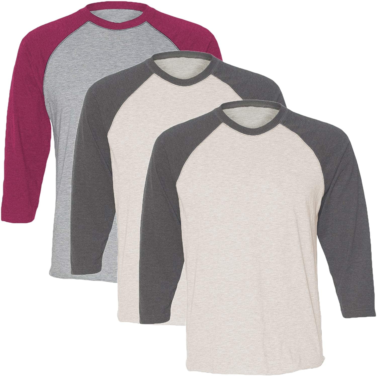 Marky G Apparel Girls' Baseball 3/4 Sleeve T-Shirt (Pack of 3)