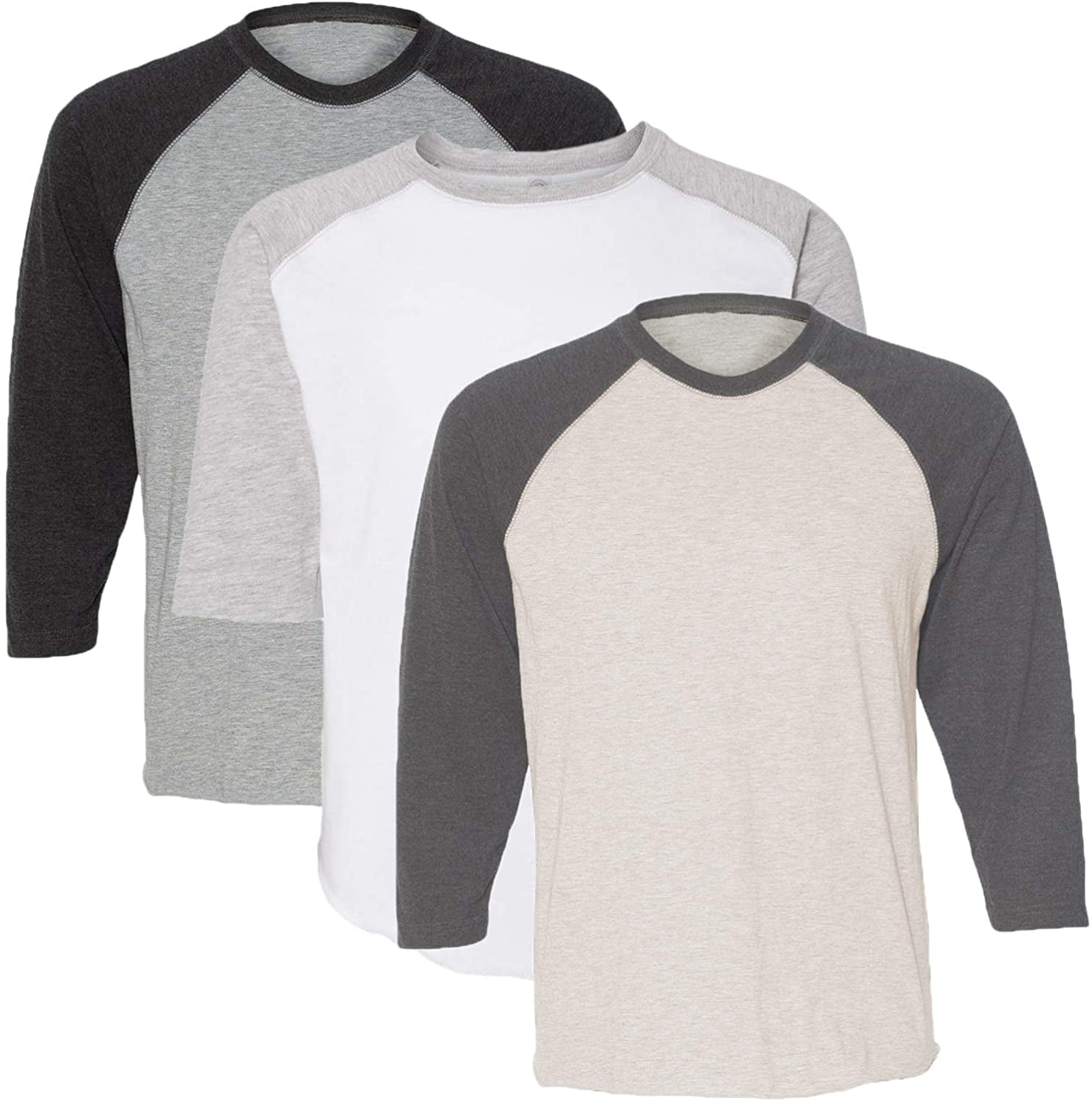Marky G Apparel Girls' Baseball 3/4 Sleeve T-Shirt (Pack of 3)