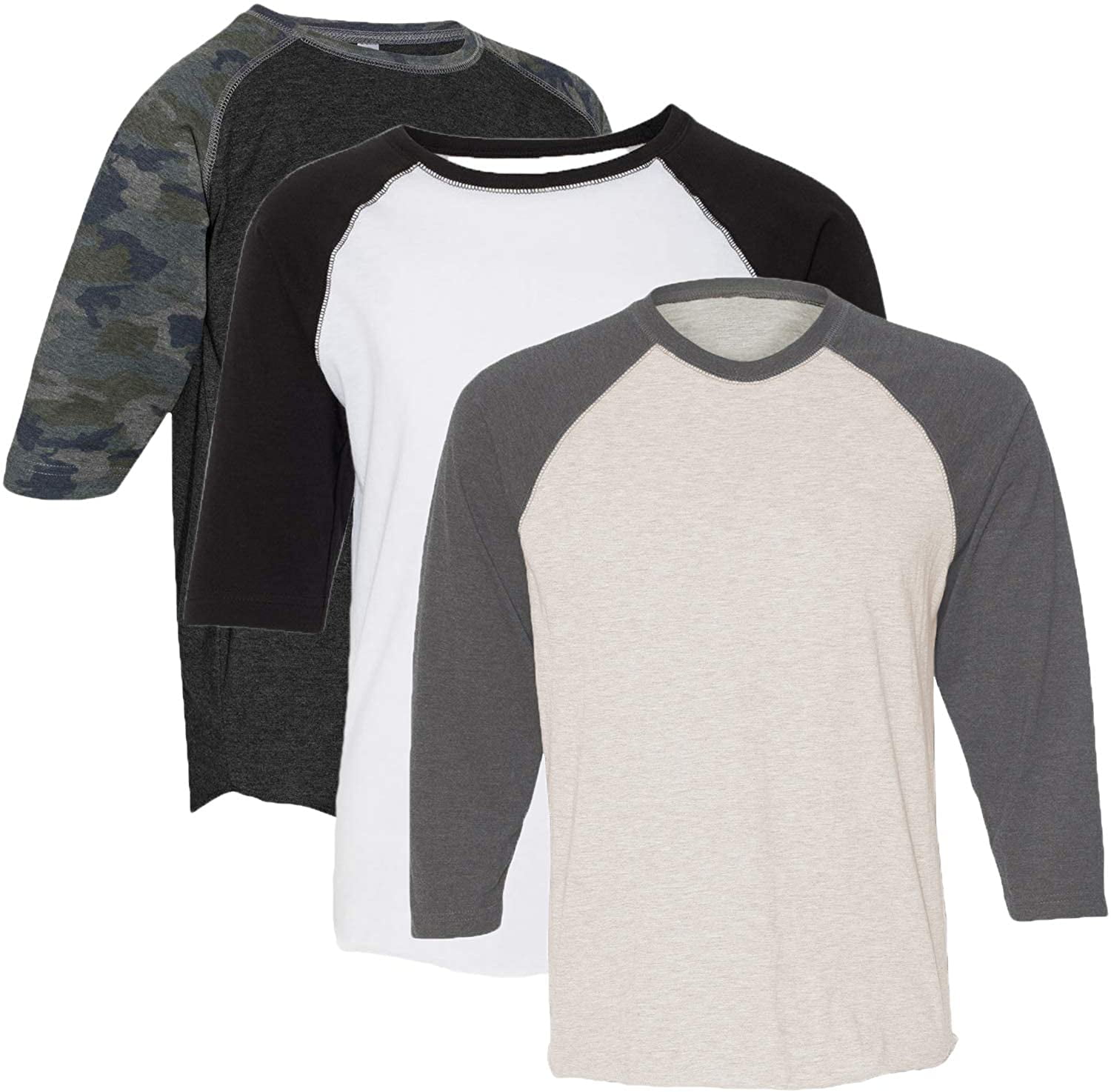 Marky G Apparel Girls' Baseball 3/4 Sleeve T-Shirt (Pack of 3)
