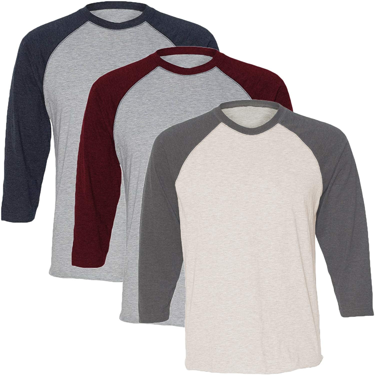 Marky G Apparel Girls' Baseball 3/4 Sleeve T-Shirt (Pack of 3)