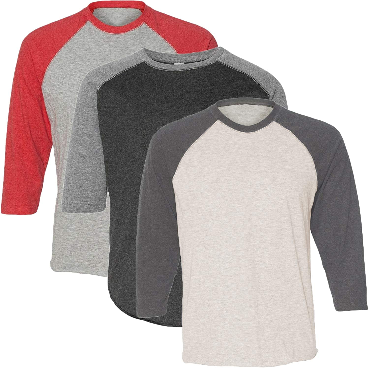 Marky G Apparel Girls' Baseball 3/4 Sleeve T-Shirt (Pack of 3)