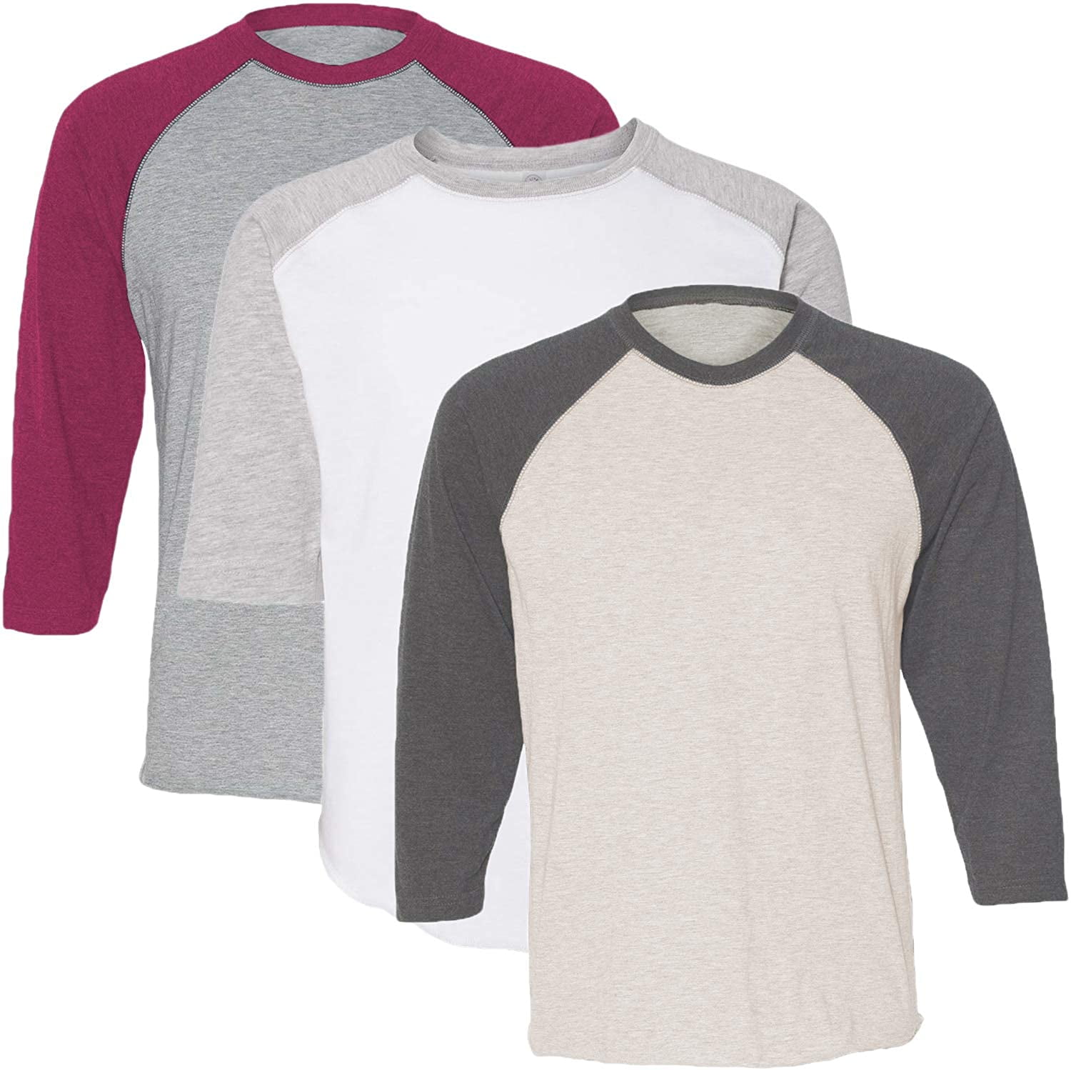 Marky G Apparel Girls' Baseball 3/4 Sleeve T-Shirt (Pack of 3)