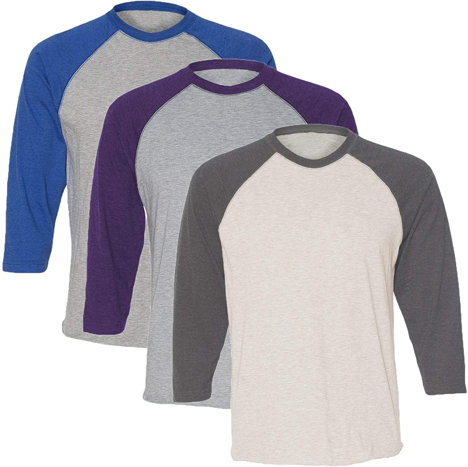 Marky G Apparel Girls' Baseball 3/4 Sleeve T-Shirt (Pack of 3)
