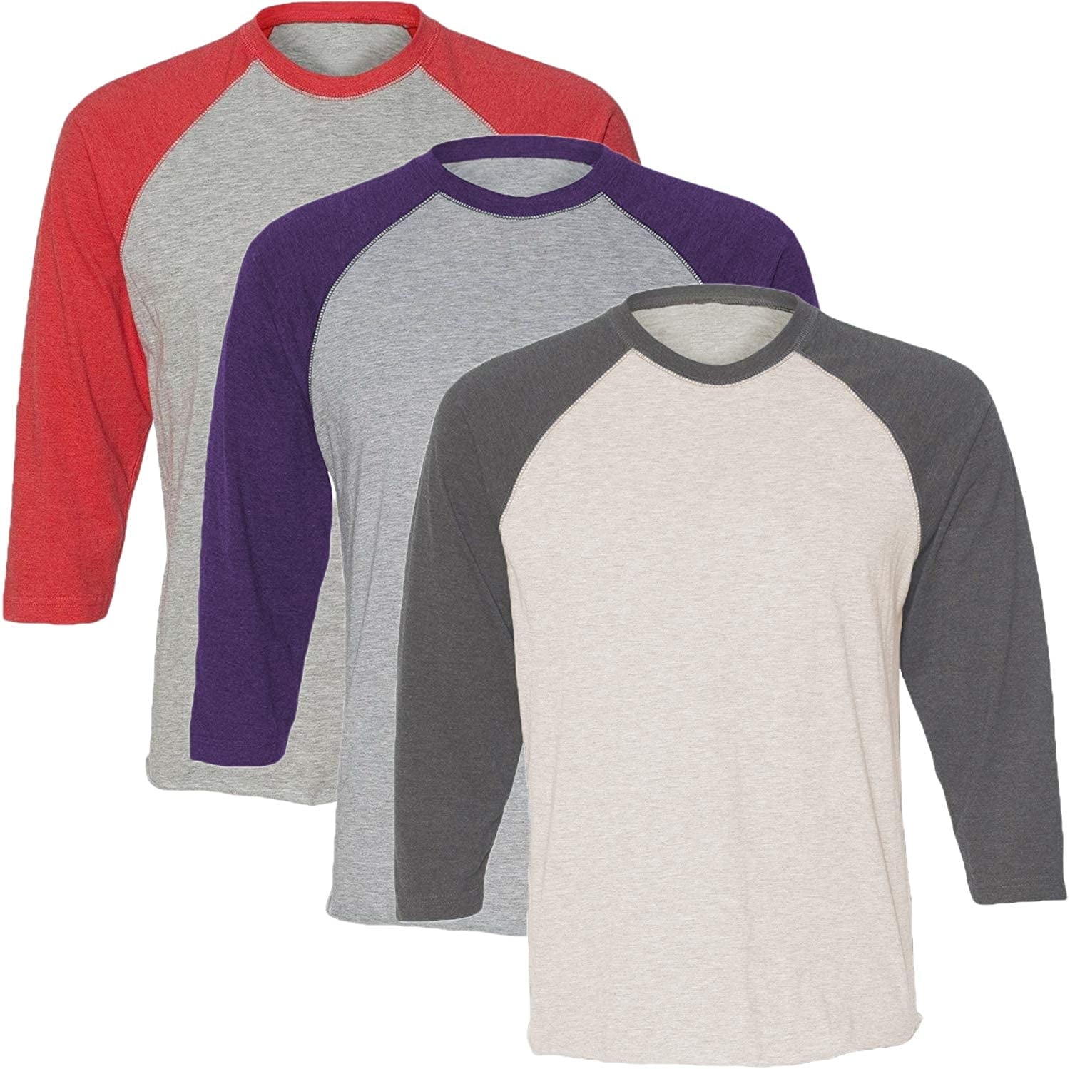 Marky G Apparel Girls' Baseball 3/4 Sleeve T-Shirt (Pack of 3)