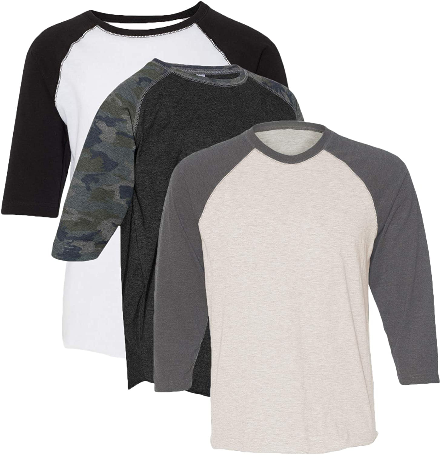 Marky G Apparel Girls' Baseball 3/4 Sleeve T-Shirt (Pack of 3)