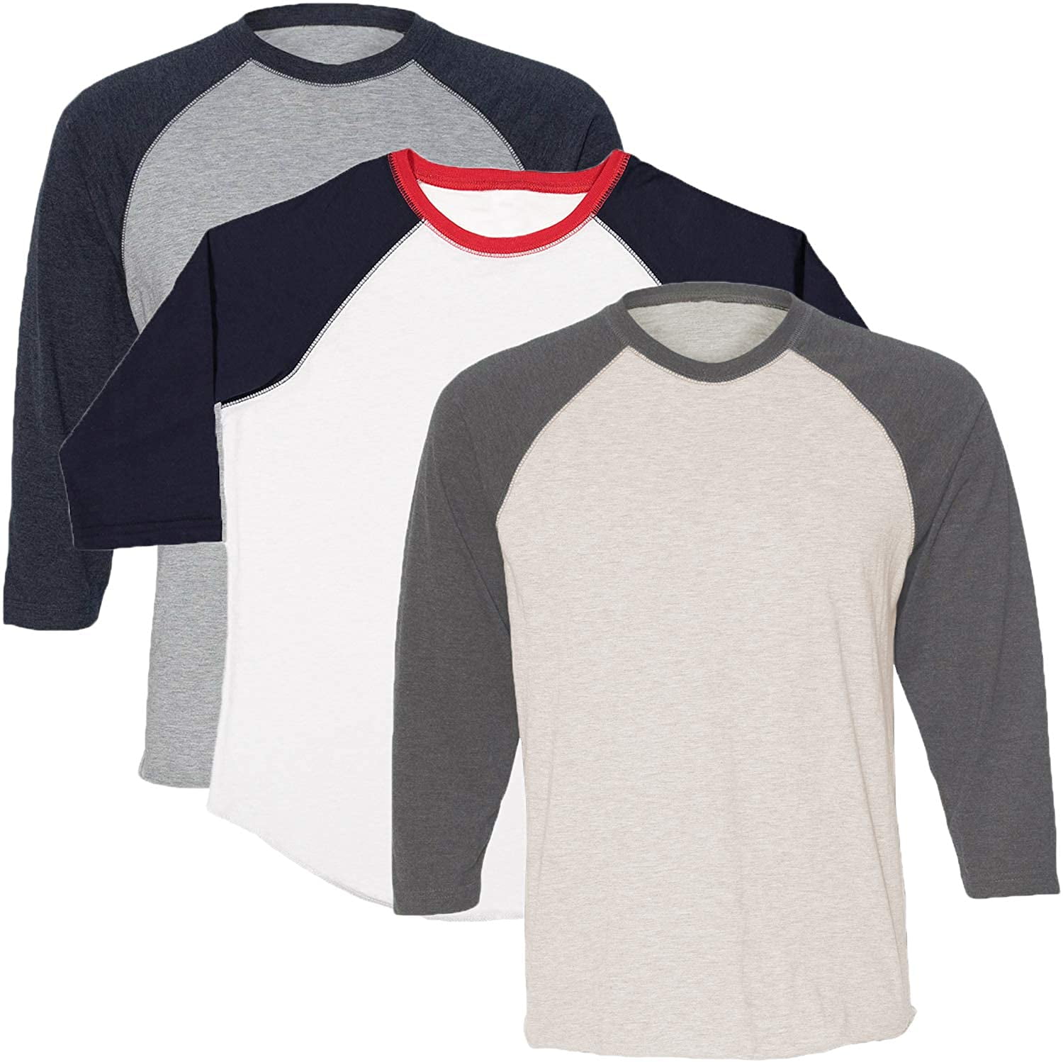 Marky G Apparel Girls' Baseball 3/4 Sleeve T-Shirt (Pack of 3)