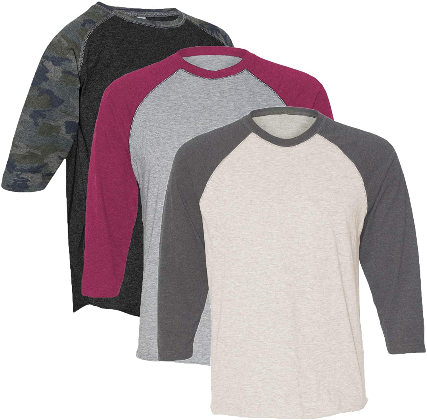 Marky G Apparel Girls' Baseball 3/4 Sleeve T-Shirt (Pack of 3)