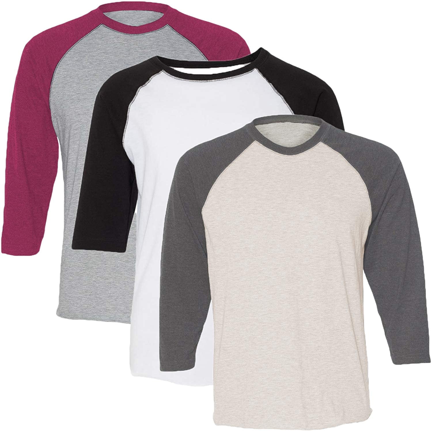Marky G Apparel Girls' Baseball 3/4 Sleeve T-Shirt (Pack of 3)