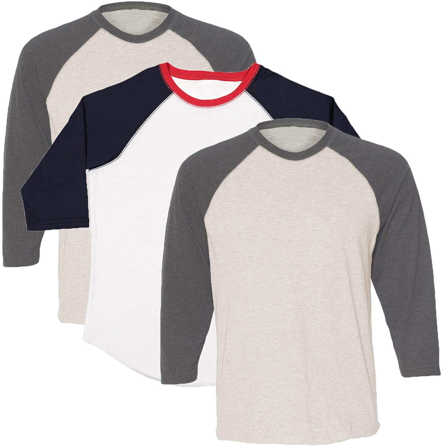 Marky G Apparel Girls' Baseball 3/4 Sleeve T-Shirt (Pack of 3)