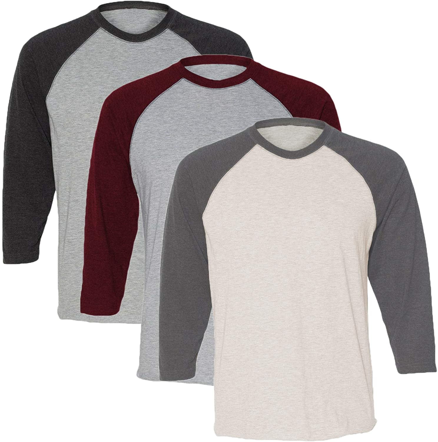 Marky G Apparel Girls' Baseball 3/4 Sleeve T-Shirt (Pack of 3)