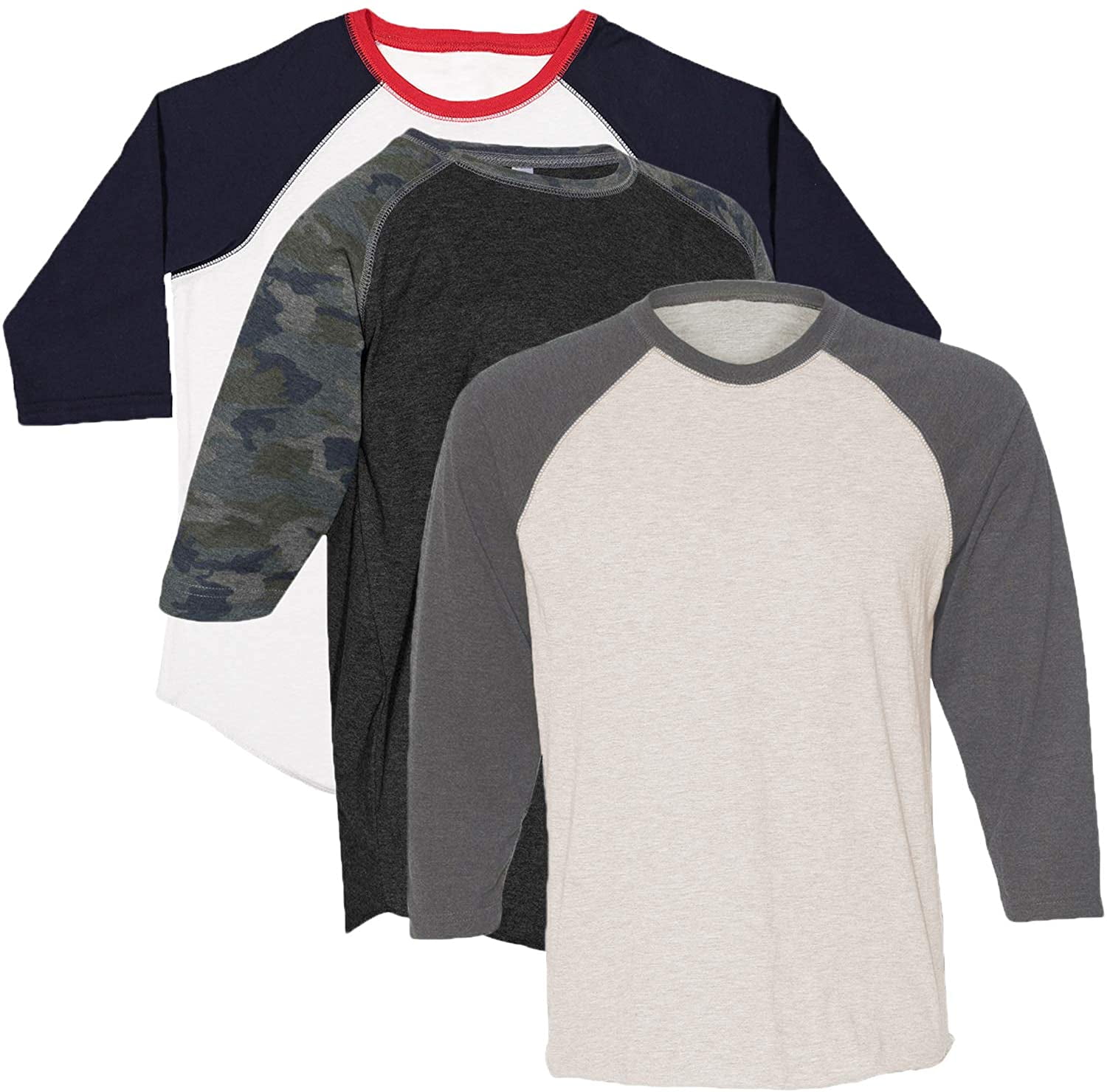 Marky G Apparel Girls' Baseball 3/4 Sleeve T-Shirt (Pack of 3)