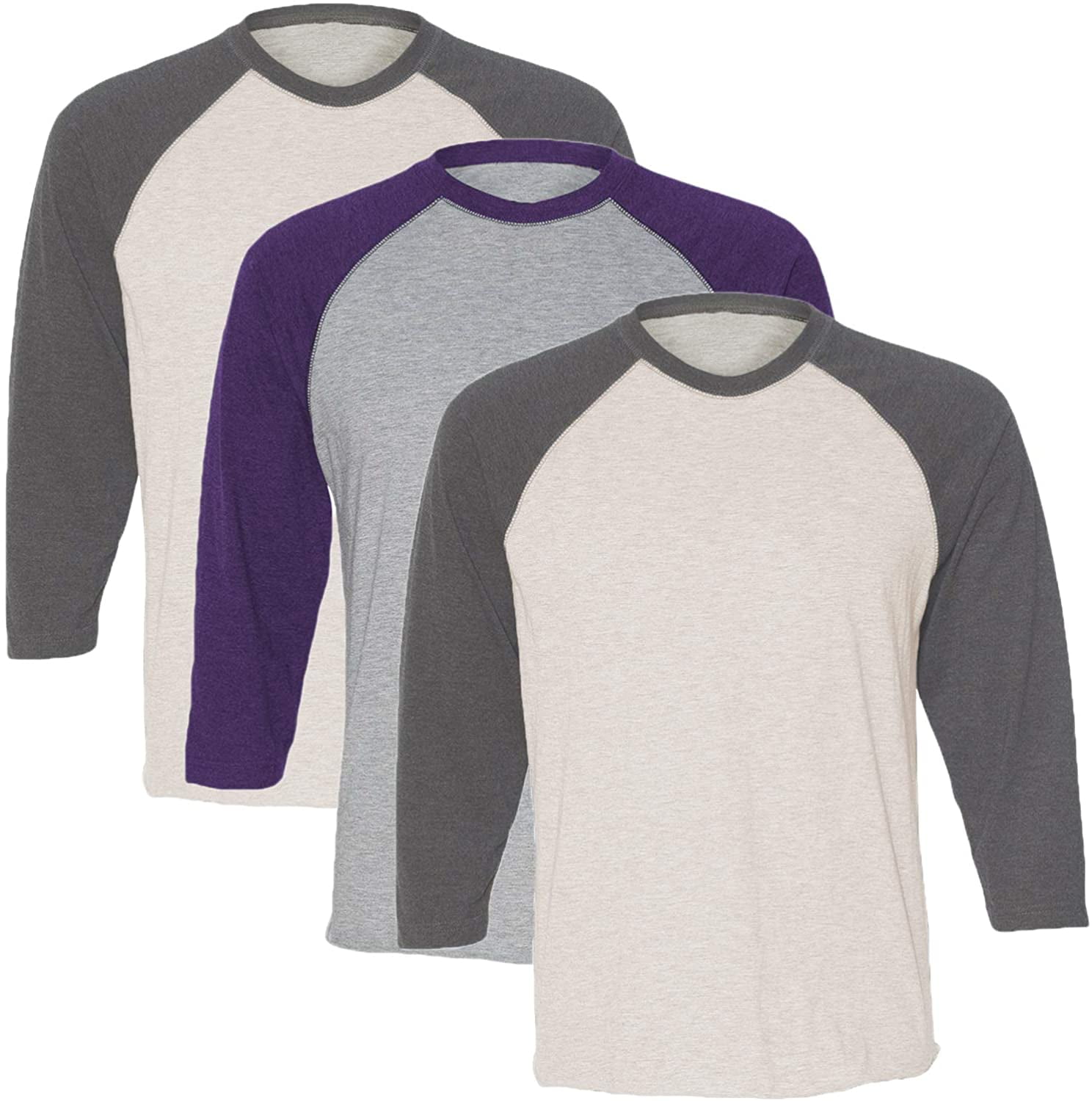 Marky G Apparel Girls' Baseball 3/4 Sleeve T-Shirt (Pack of 3)