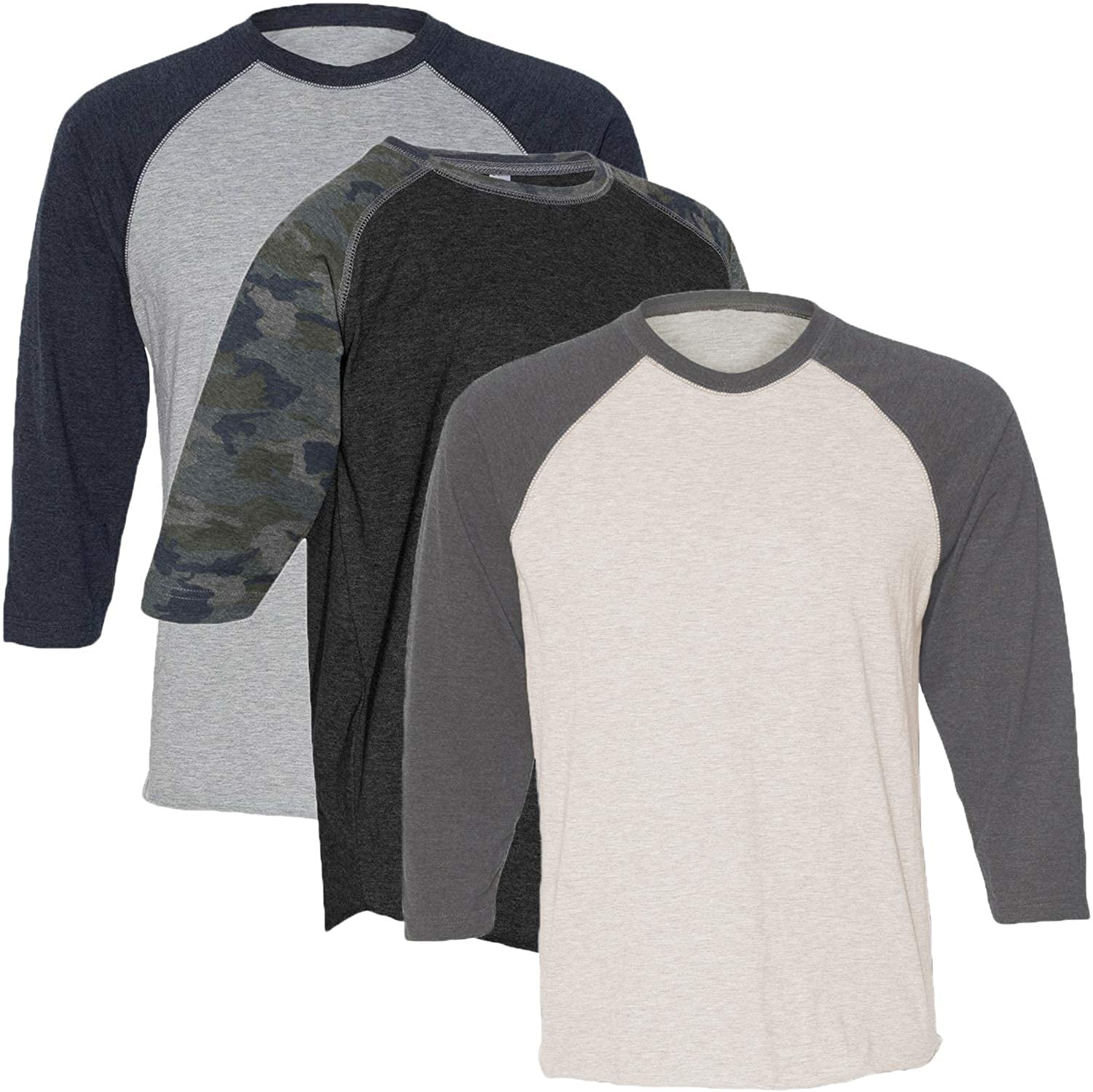 Marky G Apparel Girls' Baseball 3/4 Sleeve T-Shirt (Pack of 3)