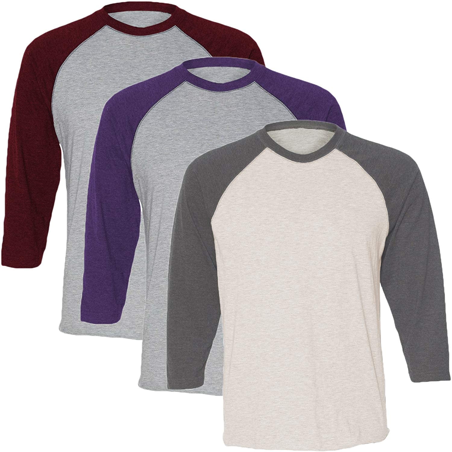 Marky G Apparel Girls' Baseball 3/4 Sleeve T-Shirt (Pack of 3)