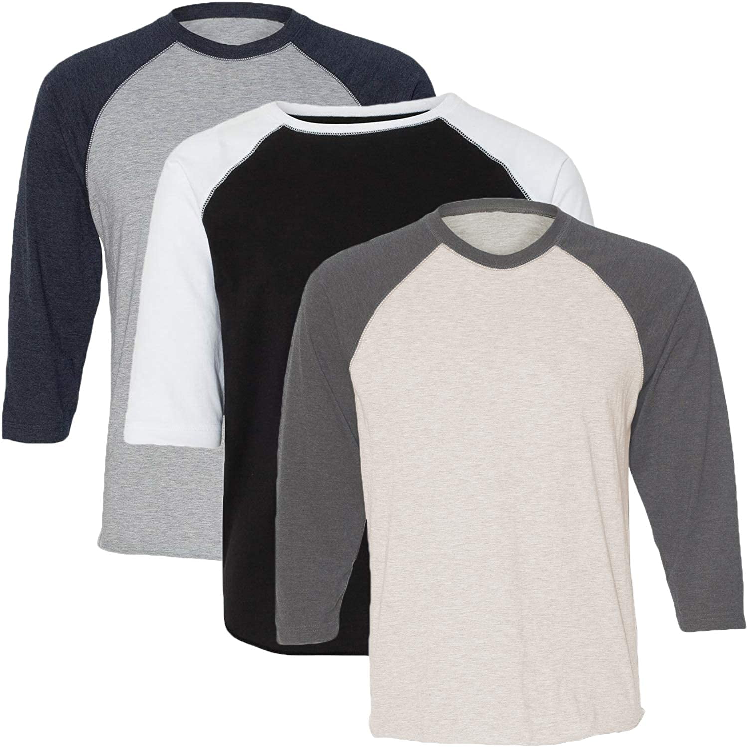 Marky G Apparel Girls' Baseball 3/4 Sleeve T-Shirt (Pack of 3)