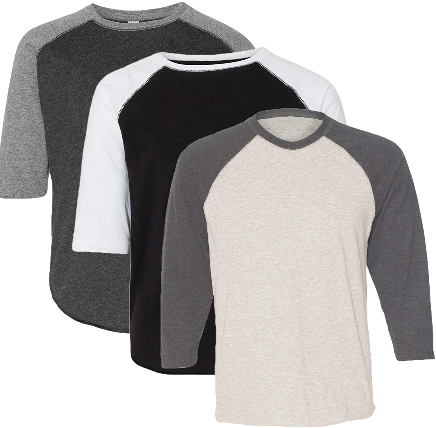 Marky G Apparel Girls' Baseball 3/4 Sleeve T-Shirt (Pack of 3)
