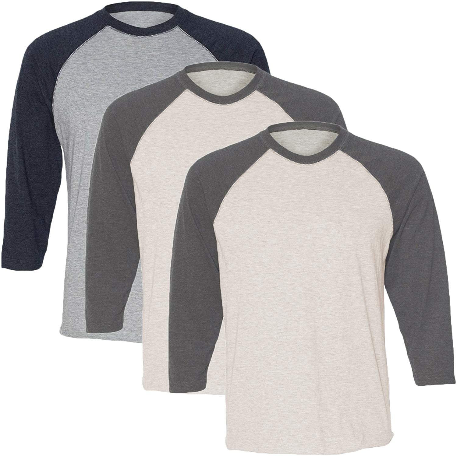 Marky G Apparel Girls' Baseball 3/4 Sleeve T-Shirt (Pack of 3)