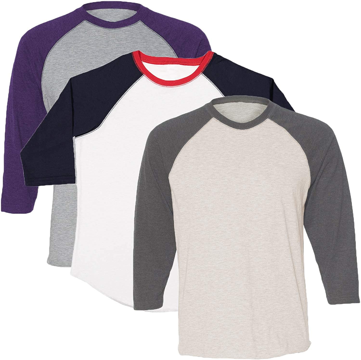 Marky G Apparel Girls' Baseball 3/4 Sleeve T-Shirt (Pack of 3)