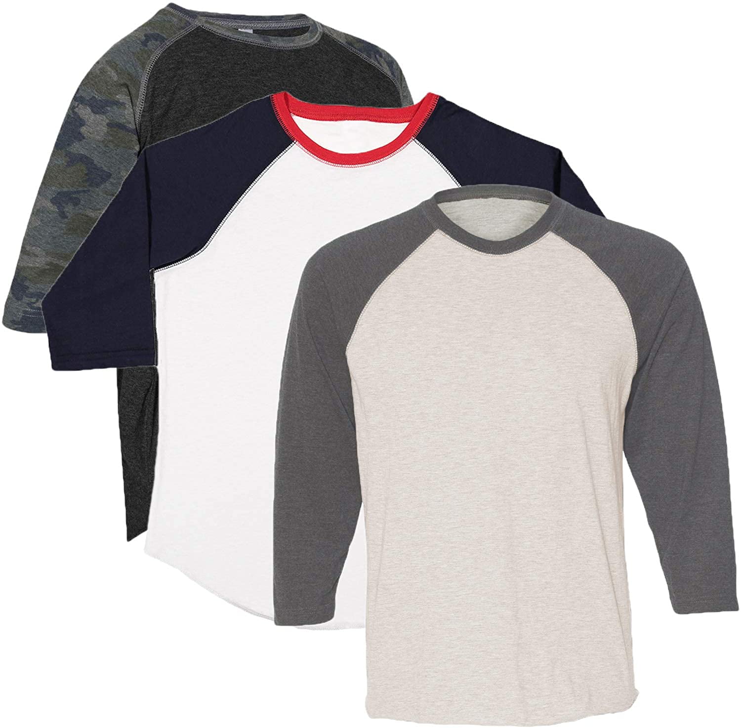 Marky G Apparel Girls' Baseball 3/4 Sleeve T-Shirt (Pack of 3)