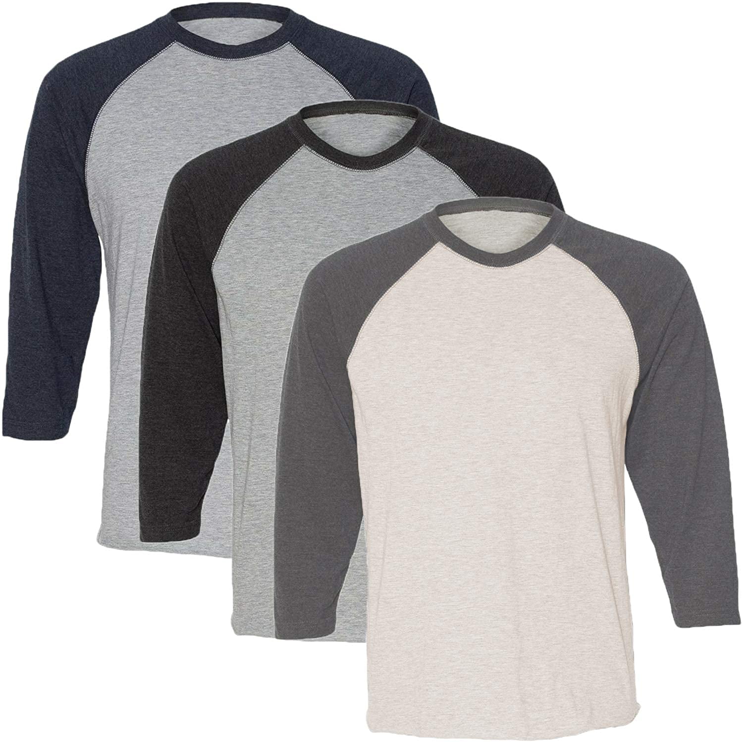 Marky G Apparel Girls' Baseball 3/4 Sleeve T-Shirt (Pack of 3)