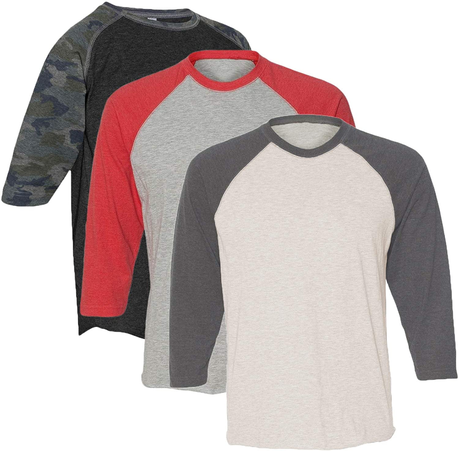 Marky G Apparel Girls' Baseball 3/4 Sleeve T-Shirt (Pack of 3)